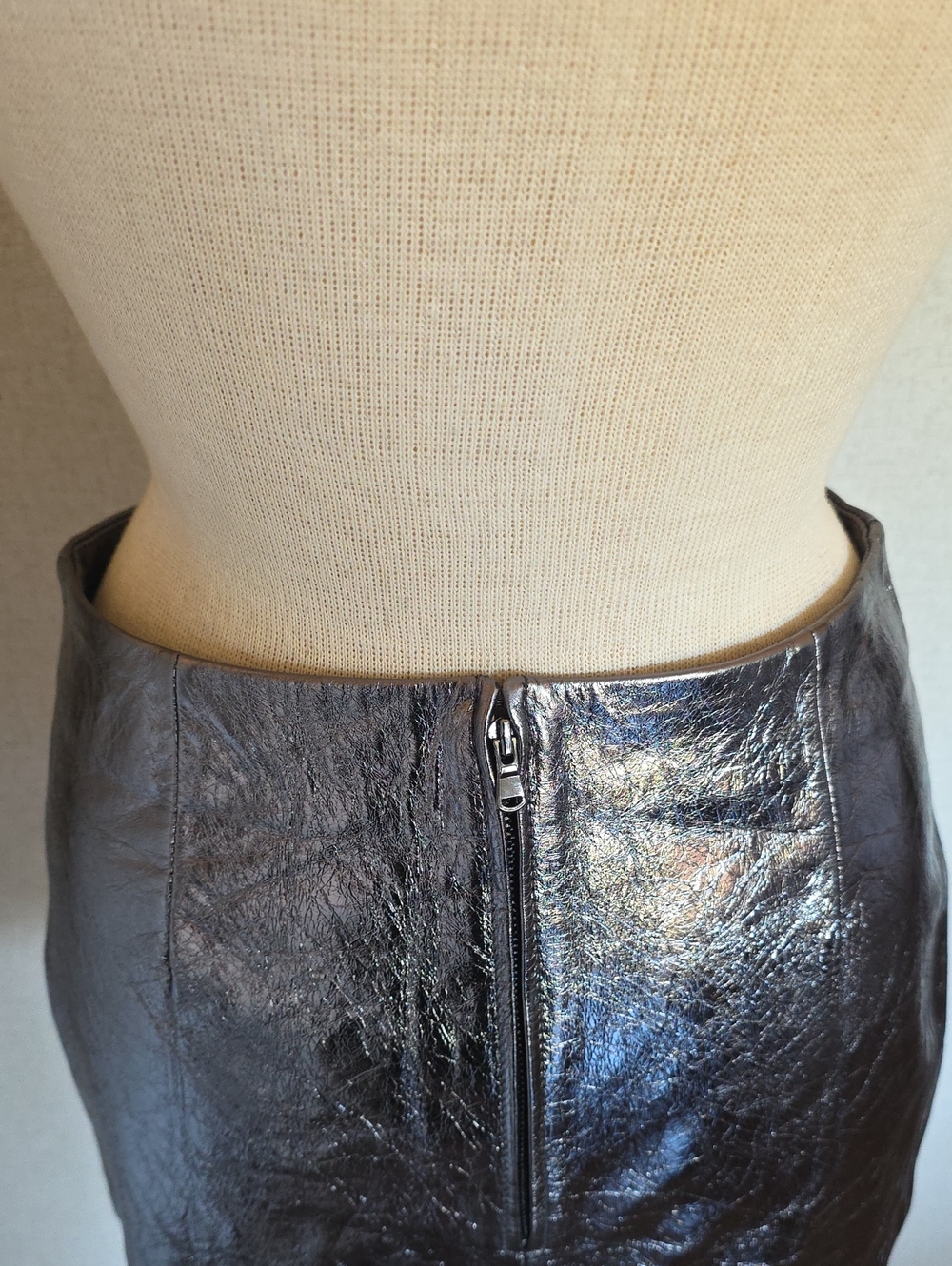 Renggli Gunmetal Foil Leather Skirt - Picture 4 of 9